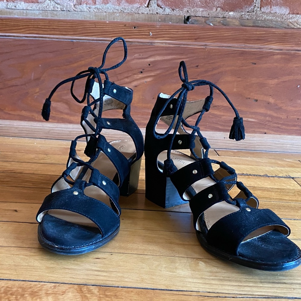 Black lace-up heels